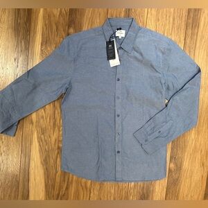Peter werth London Mens Colar button-up shirt Nwt chambray blue xxl
